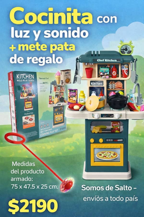 Cocina con luz y sonido + mete pata regalo rosa 64 pcs. - 75 x 47.5 x 25 cm